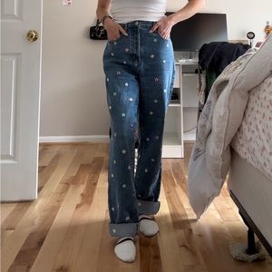 Brand New Pacsun wide leg embroidered floral jeans!